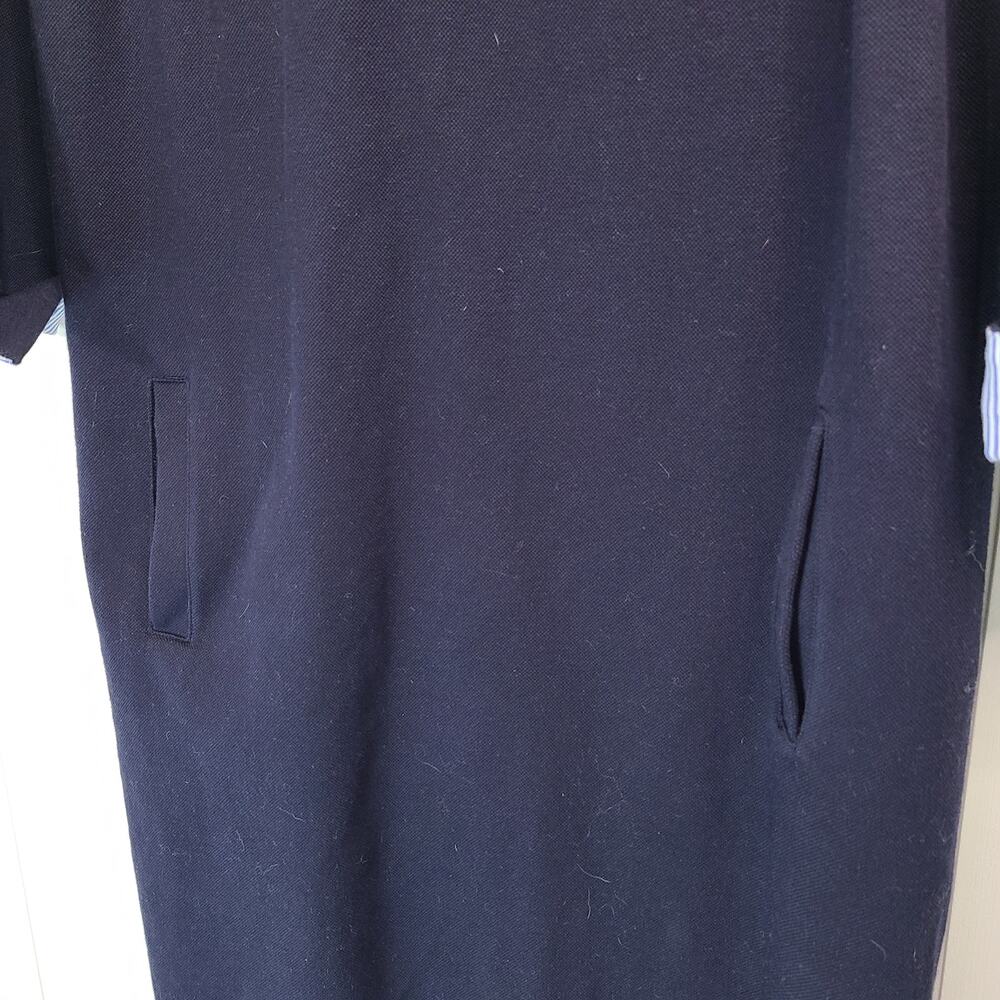 Talbots Sheath Dress Navy Blue Faux Cuff and Collar Spring Cotton Blend Size XL - Picture 3 of 10